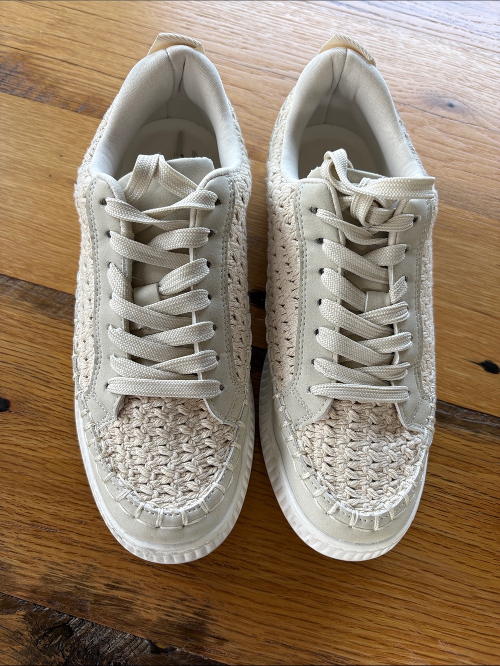 Project Cloud Woven Lace-Up Women's Sneakers in Cream - Size 8